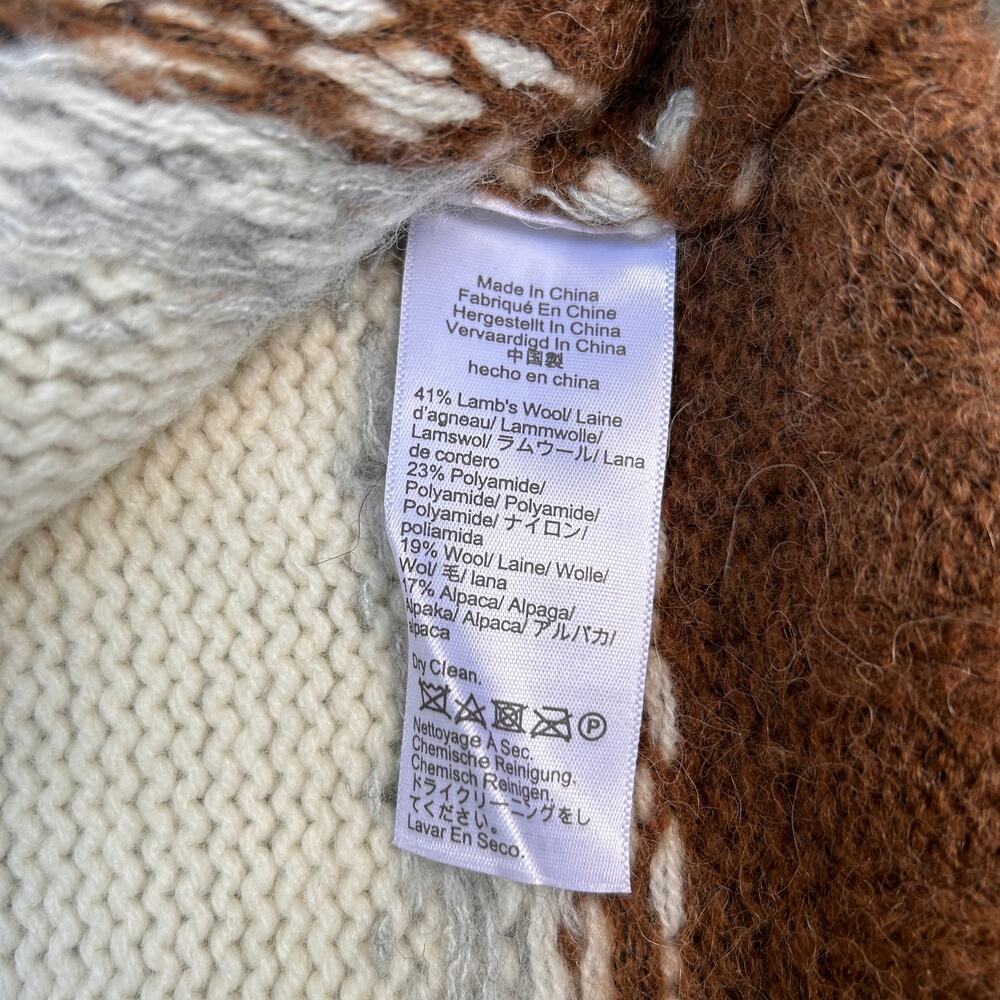 J.Crew Fair Isle Crewneck Brushed Wool Alpaca Sweater Brown Ivory Gray M BV353 - Picture 5 of 9